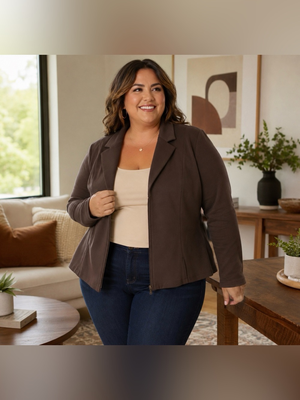 Lane Bryant Long Sleeve Full Zip Spread Collar Blazer Jacket Size 22/24 Career